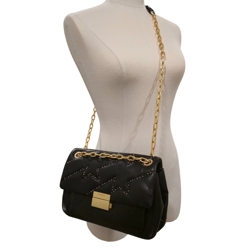 Zadig & Voltaire Ziggy Black Quilted Matelassé Clous Shoulder Bag